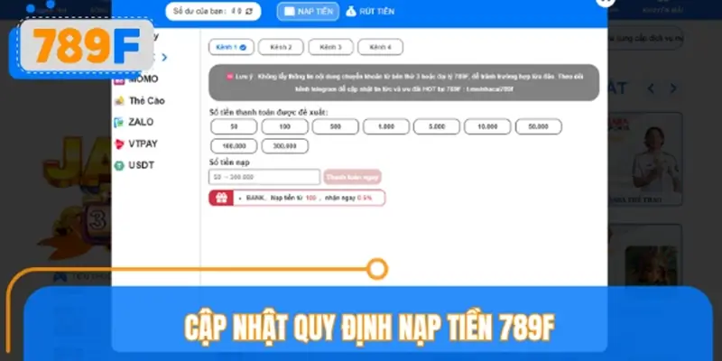Điều kiện nạp tiền 789F cơ bản